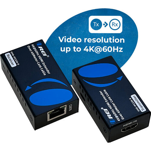 OREI Extensor HDMI 4K60 con IR hasta 230 pies con transmisor y receptor
