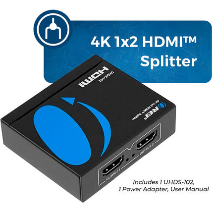 OREI UHDS-102 Divisor HDMI 1x2 UHD 4K60 25 pies audio y EDID