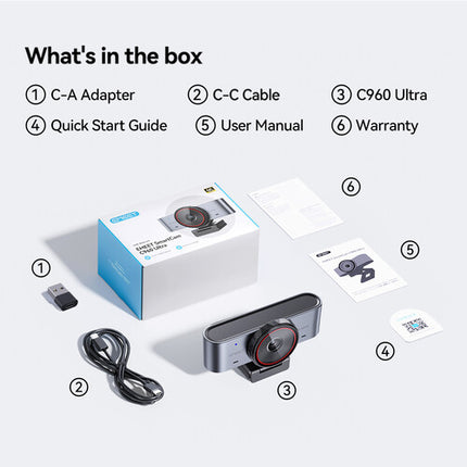EMEET SmartCam C960 Ultra 4K Webcam Video 30 fps Sensor CMOS 1/5"