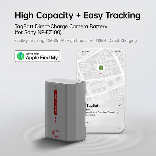 Falcam TagBatt Batería NP-FZ100 2600mAh Carga Directa USB-C Seguridad Múltiple