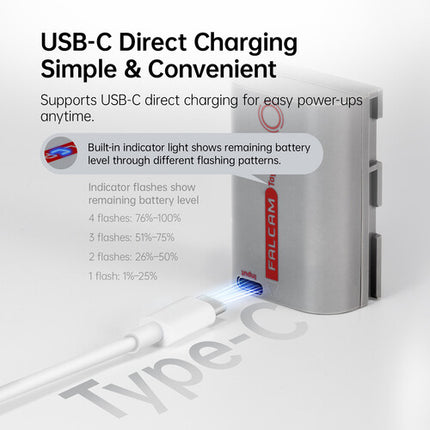 Falcam TagBatt Batería LP-E6 2600mAh USB-C con Protección y Tracking Apple