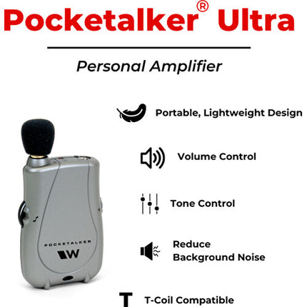 Williams Sound Basic Communication Kit Amplificador Personal Auriculares Plegables Estuche de Transporte