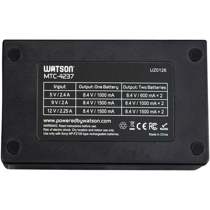 Watson Mini Twin Cargador para Baterías NP-FZ100 Carga Dual Rápida 27W