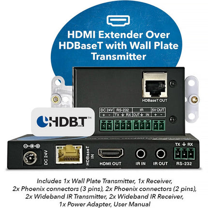 OREI Extensor HDMI sobre HDBaseT 4K60 4:4:4 230' con Placa de Pared TX