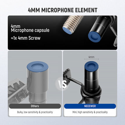 Neewer LM8 Mini Micrófono Lavalier 3.5mm 4mm Cápsula 2-Pack