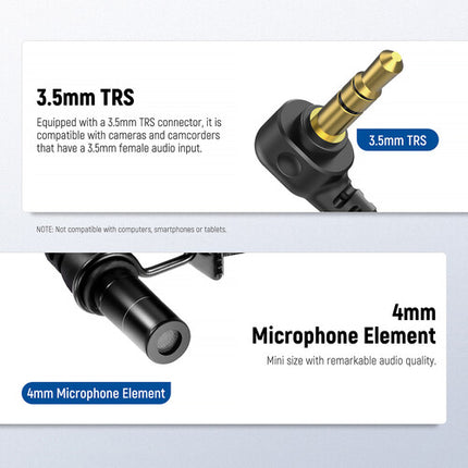 Neewer LM8 Mini Micrófono Lavalier 3.5mm 4mm Cápsula 2-Pack