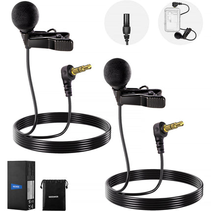 Neewer LM8 Mini Micrófono Lavalier 3.5mm 4mm Cápsula 2-Pack