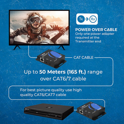 OREI Extensor HDMI sobre Cat 6/7 1080p 164 pies con IR bidireccional y salida local