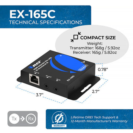 OREI Extensor HDMI sobre Cat 6/7 1080p 164 pies con IR bidireccional y salida local