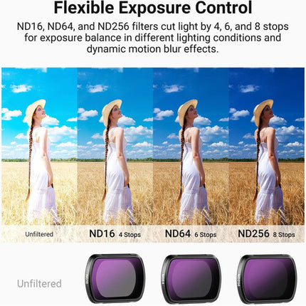Neewer Set de 4 Filtros ND16 ND64 ND256 CPL para DJI Osmo Pocket con Protector de Pantalla