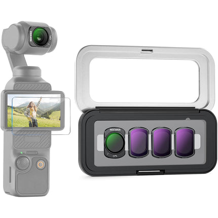 Neewer Set de 4 Filtros ND16 ND64 ND256 CPL para DJI Osmo Pocket con Protector de Pantalla