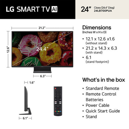 LG LB70 TV LED inteligente 24" Full HD 1920x1080 HDR10 Pro