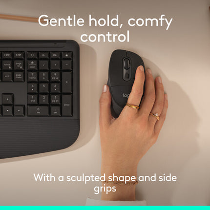 Logitech Signature Comfort Plus M850 L Ratón Inalámbrico Negro 4000 dpi Bluetooth 5.2 LE