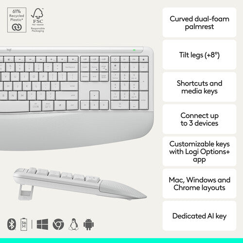 Logitech Signature Comfort Plus MK880 Teclado y Ratón Inalámbricos Bluetooth 5.2 4000 dpi