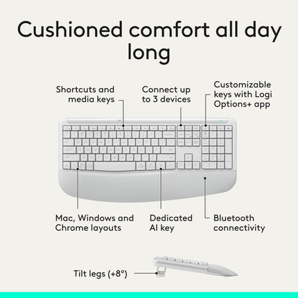 Logitech Signature Comfort Plus MK880 Teclado y Ratón Inalámbricos Bluetooth 5.2 4000 dpi