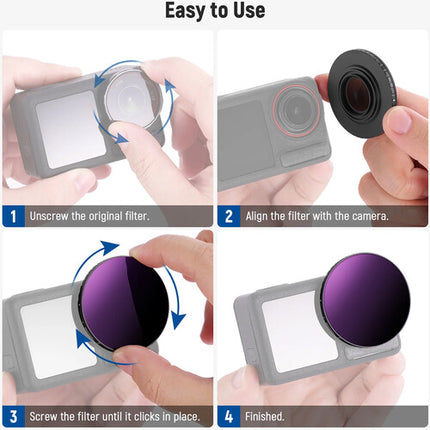 Neewer Set de 3 Filtros VND CPL Difusión para DJI Osmo Action 4 y 5 Pro
