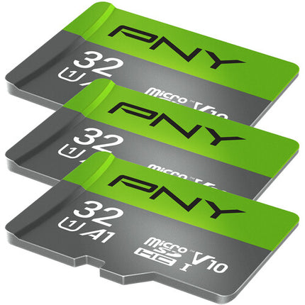 PNY 32GB microSDHC UHS-I Tarjeta de Memoria con Adaptador SD 3-Pack