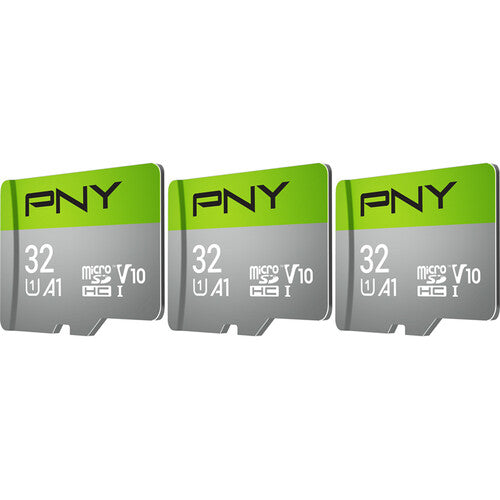 PNY 32GB microSDHC UHS-I Tarjeta de Memoria con Adaptador SD 3-Pack