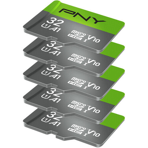 PNY 32GB microSDHC UHS-I Tarjeta de Memoria Clase 10 con Adaptador SD 5-Pack