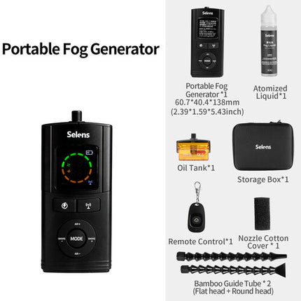 Selens Handheld Refillable Tank Máquina de Humo Portátil 15mL y Control Remoto
