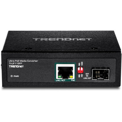 TRENDnet TI-UF11SFP Convertidor Industrial Gigabit SFP a RJ45 PoE++ 95W DIN-Rail