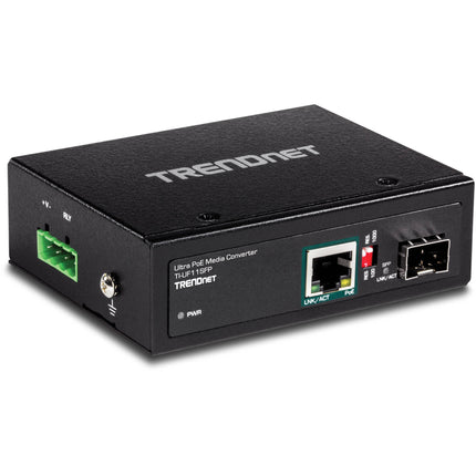 TRENDnet TI-UF11SFP Convertidor Industrial Gigabit SFP a RJ45 PoE++ 95W DIN-Rail