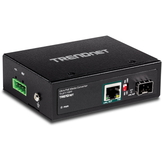 TRENDnet TI-UF11SFP Convertidor Industrial Gigabit SFP a RJ45 PoE++ 95W DIN-Rail