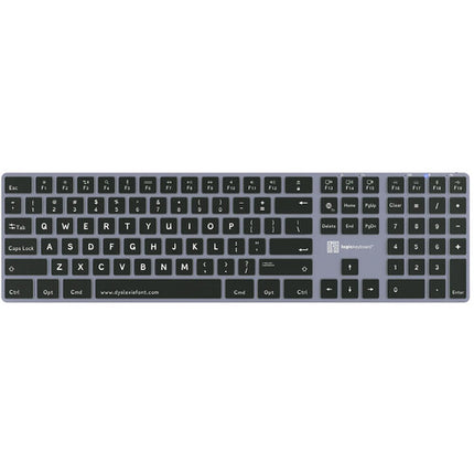 Logickeyboard Dyslexie TITAN Teclado inalámbrico para Mac con batería 1500mAh y retroiluminación ajustable