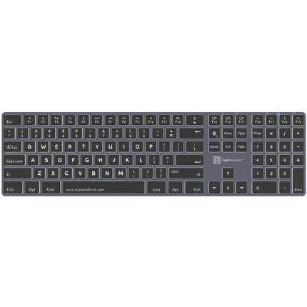 Logickeyboard Dyslexie TITAN Teclado inalámbrico para Mac con batería 1500mAh y retroiluminación ajustable