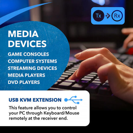 OREI 4K HDBaseT Extensor HDMI USB 1.1 18 Gb/s Transmisión 394 pies