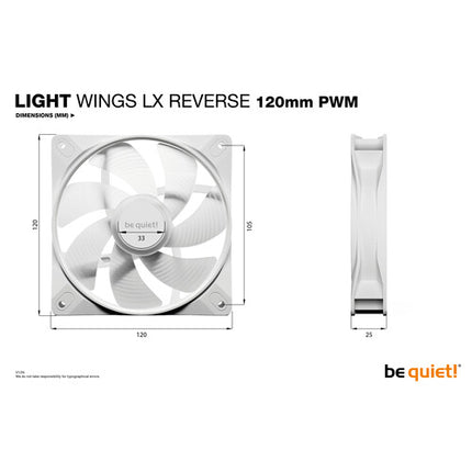 be quiet! Light Wings LX ARGB Ventilador Reverso 120mm 1500 rpm 16 LEDs Blancos