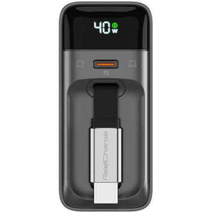 ReelCharge Cargador USB 2-en-1 40W Pantalla LED Cable Retráctil 31"