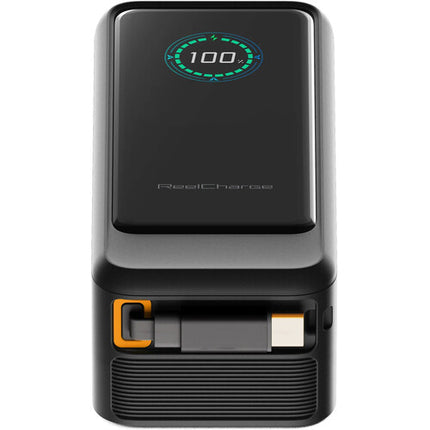 ReelCharge ReelPro Power Bank 10000mAh 45W con Cable Retráctil y Enchufe Plegable