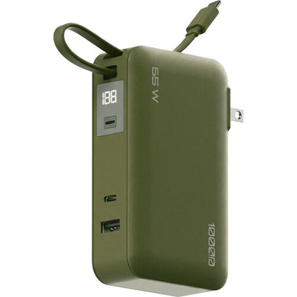 ReelCharge Flex Power Bank USB-C 10000mAh 65W con enchufe plegable verde