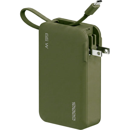 ReelCharge Flex Power Bank USB-C 10000mAh 65W con enchufe plegable verde
