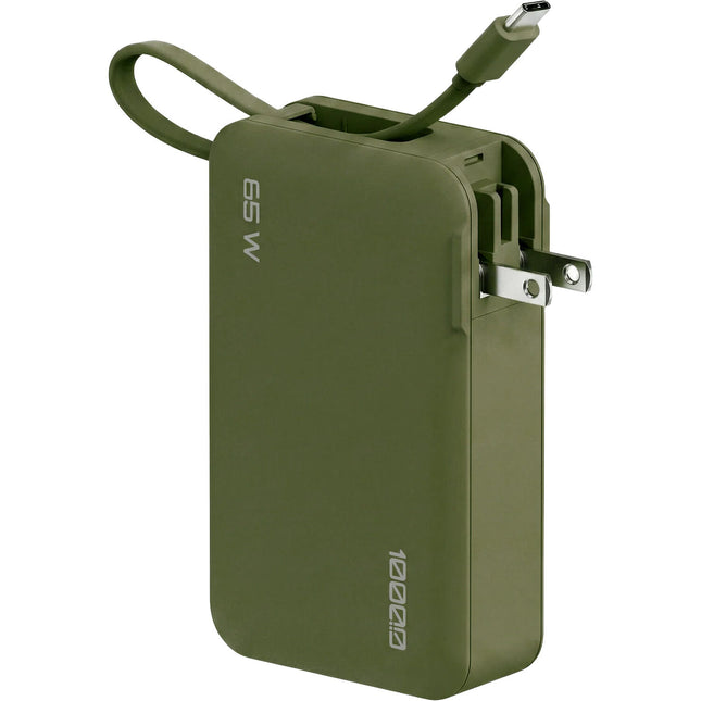 ReelCharge Flex Power Bank USB-C 10000mAh 65W con enchufe plegable verde