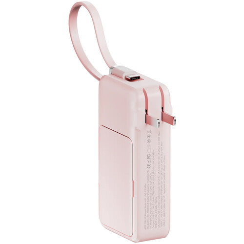 ReelCharge ReFlextion Power Bank USB-C 10000mAh 45W Rosa con Espejo Plegable
