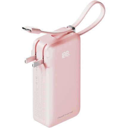 ReelCharge ReFlextion Power Bank USB-C 10000mAh 45W Rosa con Espejo Plegable