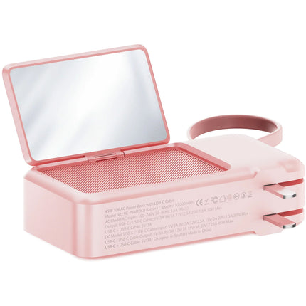 ReelCharge ReFlextion Power Bank USB-C 10000mAh 45W Rosa con Espejo Plegable