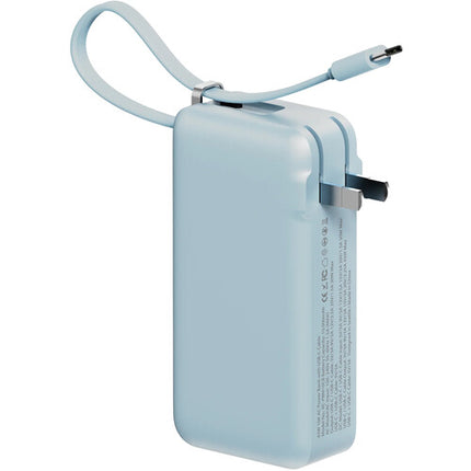 ReelCharge Flex Power Bank USB-C 10000mAh 45W con Enchufe Plegable Azul