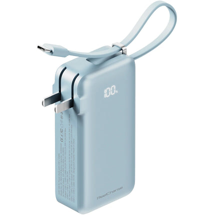 ReelCharge Flex Power Bank USB-C 10000mAh 45W con Enchufe Plegable Azul