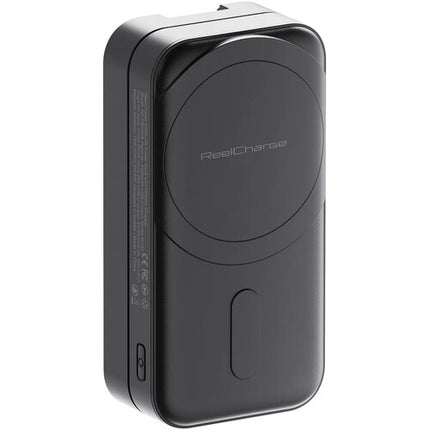 ReelCharge 2 en 1 Power Bank inalámbrico y cargador de pared 5000mAh 65W Negro