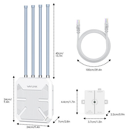 Wavlink WN573HX3 AX3000 Punto de Acceso Exterior Wi-Fi 6 Dual-Banda 2975Mb/s IP67