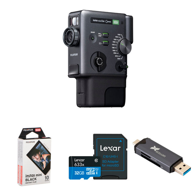 FUJIFILM instax mini Evo Cámara instantánea híbrida con film y tarjeta 32GB