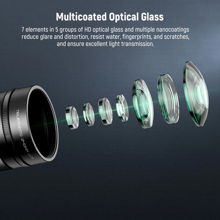 Neewer LS-79 Convertidor Telefoto para Lente de Teléfono 240mm 17mm Multicapa con Estuche