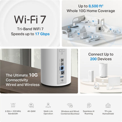 TP-Link Deco BE77 BE17000 Módulo Wi-Fi Mallado Tri-Banda 16542Mb/s 3100ft²