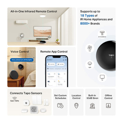 TP-Link Tapo H110 Hub inteligente IR y IoT WiFi 2.4 GHz 922 MHz USB-C