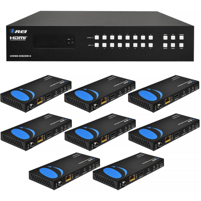 OREI 8x8 HDMI Matrix Extensor 4K UHD 60Hz 230 pies con IR PoC