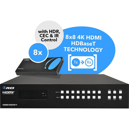 OREI 8x8 HDMI Matrix Extensor 4K UHD 60Hz 230 pies con IR PoC