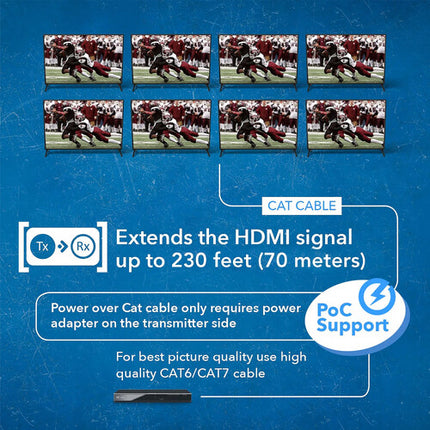 OREI 8x8 HDMI Matrix Extensor 4K UHD 60Hz 230 pies con IR PoC